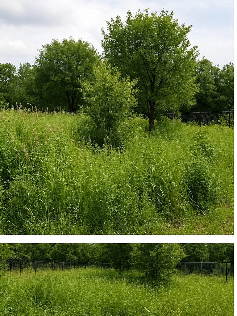 Plac pre košenja – visoka trava i korov