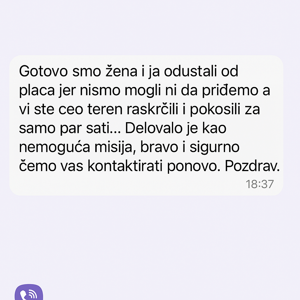 Screenshot poruka zadovoljnih klijenata 3 – sređivanje zapuštenog placa